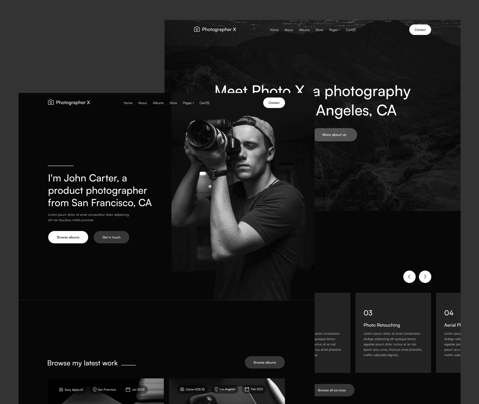 Web design and dev for Photographer X
