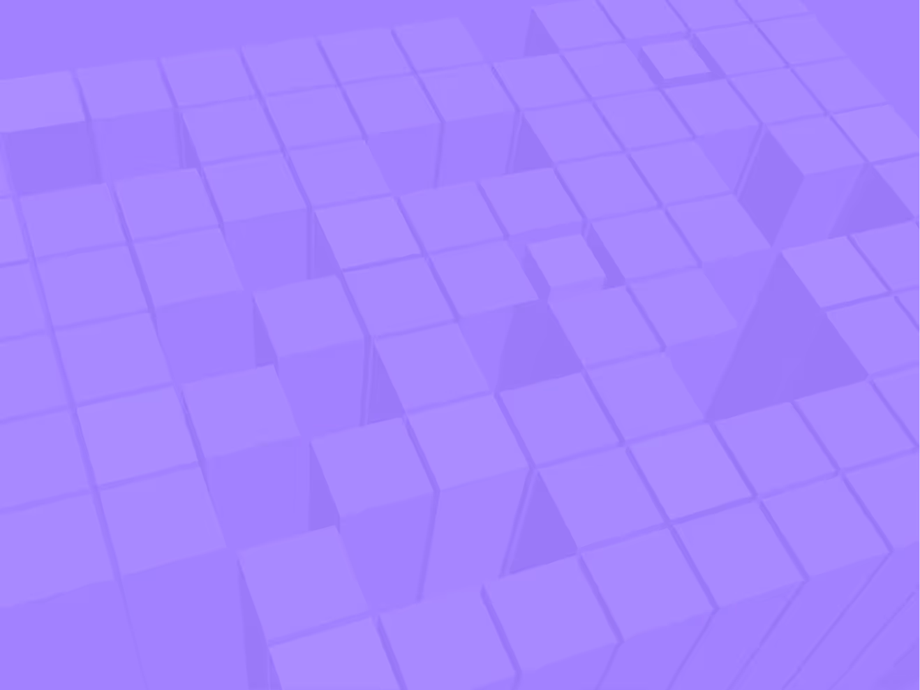 Abstract pattern of 3D cubes and pyramids in varying heights with a purple overlay.
