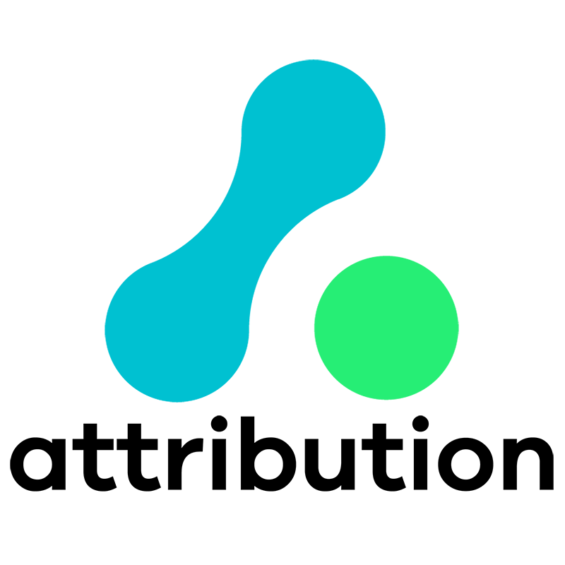 Abstract logo with two connected turquoise blobs and one separate green circle on black background.