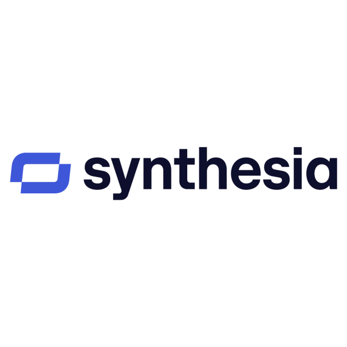 Synthesia logo in blue and black text.
