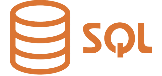 Orange icon of a database cylinder next to the letters SQL.
